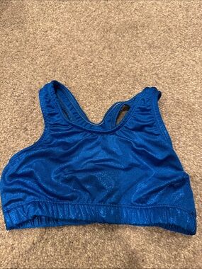 Girls' Blue Metallic Active Crop Tank Top